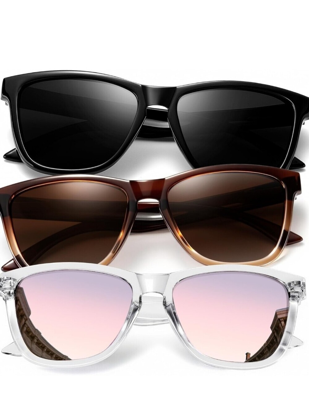 Women Classic Wayfarer Sunglasses - Black, Brown, Clear Frames